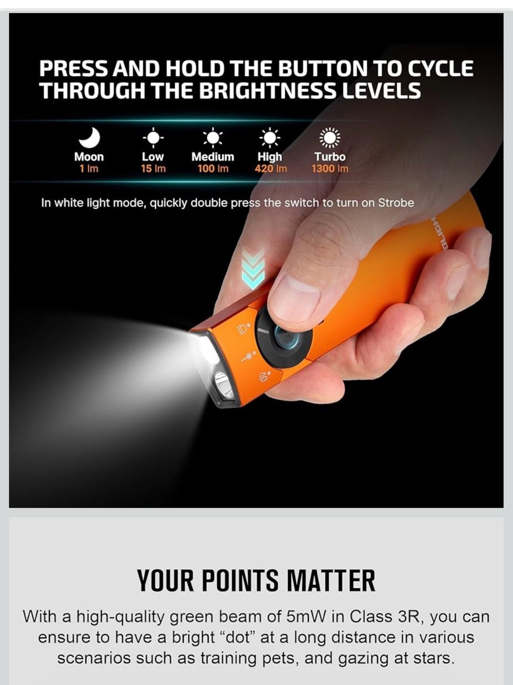 🔦 Arkfeld Pro Orange LED Triple Light Source Portable